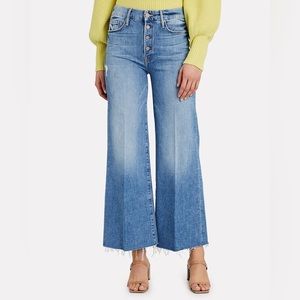 Mother The Pixie Roller Ankle Fray Wide Leg Jeans Let's Kick It